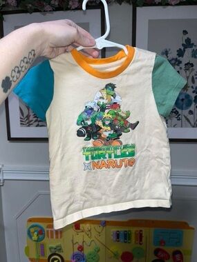 Teenage Mutant Ninja Turtles x Naruto Kids Cream Graphic Tee